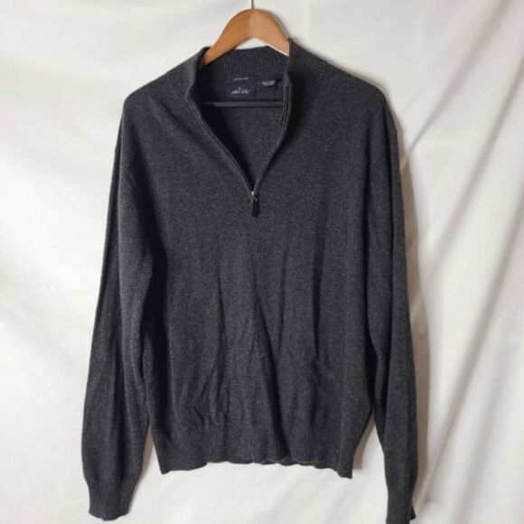 Allen Solly Men's 100% Cashmere Gray Quarter Zip Sweater sz‎ XL - Picture 1 of 3